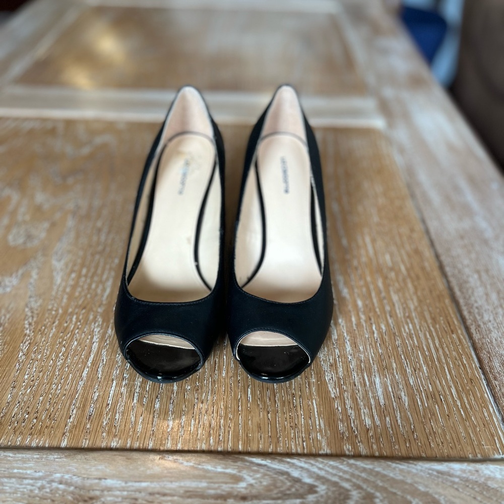 Liz Claiborne Elegant Black Peep-Toe Wedge Heels